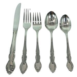 Oneida DOVER Stainless Flatware Set 5 pc Salad Dinner Fork Teaspoon Soup Spoon D